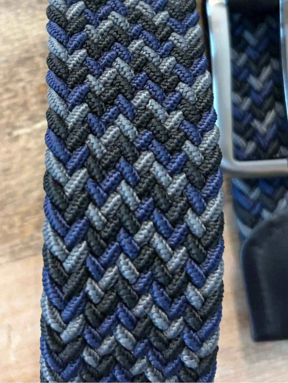 Tommy Bahama Men’s Stretch Braided Leather Trim Belt Navy Gray Black L/XL 38-42